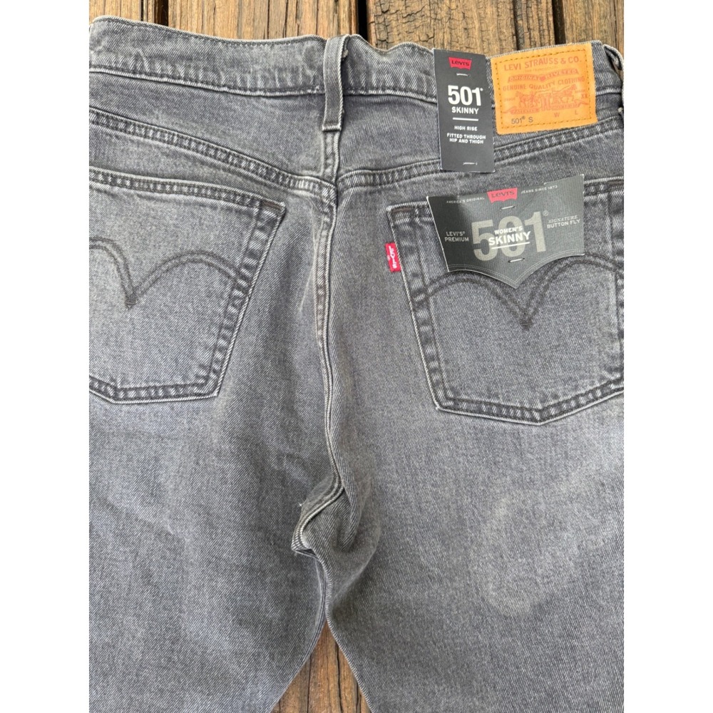 Levis Premium 501 Skinny Jeans Womens 30x30 Grey High Rise Button Fly 295020182